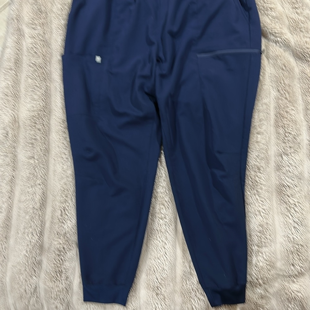 Navy Blue High Rise Jogger Pants with Drawstring - Picture 2 of 4